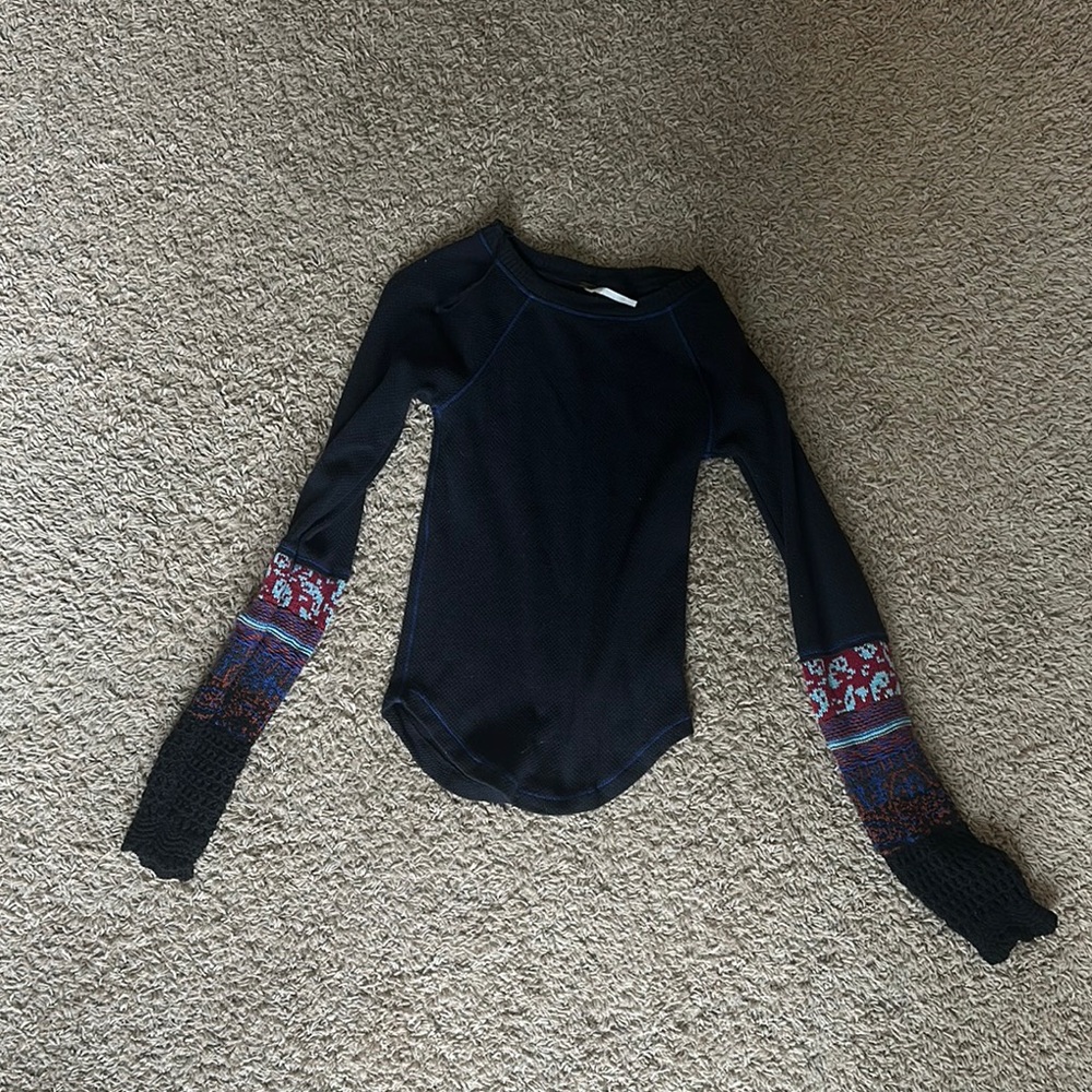 Free People Black and Purple Embellished Bodysuit